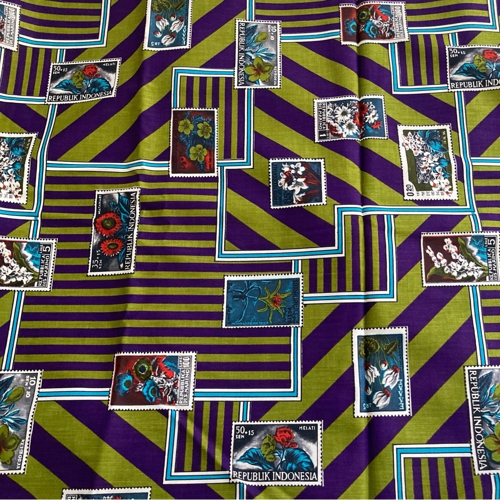 Vintage fabric 6 yards Schwartz Leibman textiles cotton blend novelty print 1973
